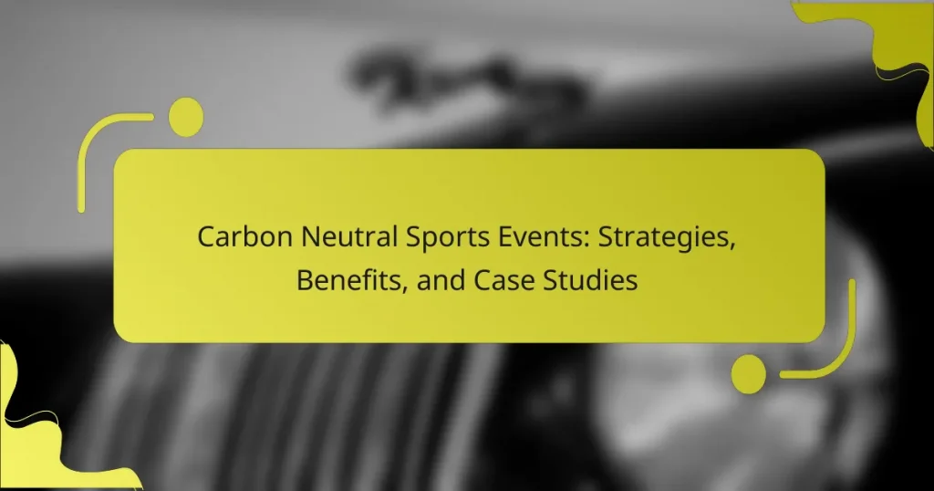 Carbon Neutral Sports Events: Strategies, Benefits, and Case Studies