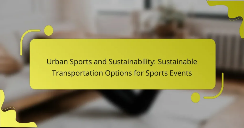 Urban Sports and Sustainability: Sustainable Transportation Options for Sports Events