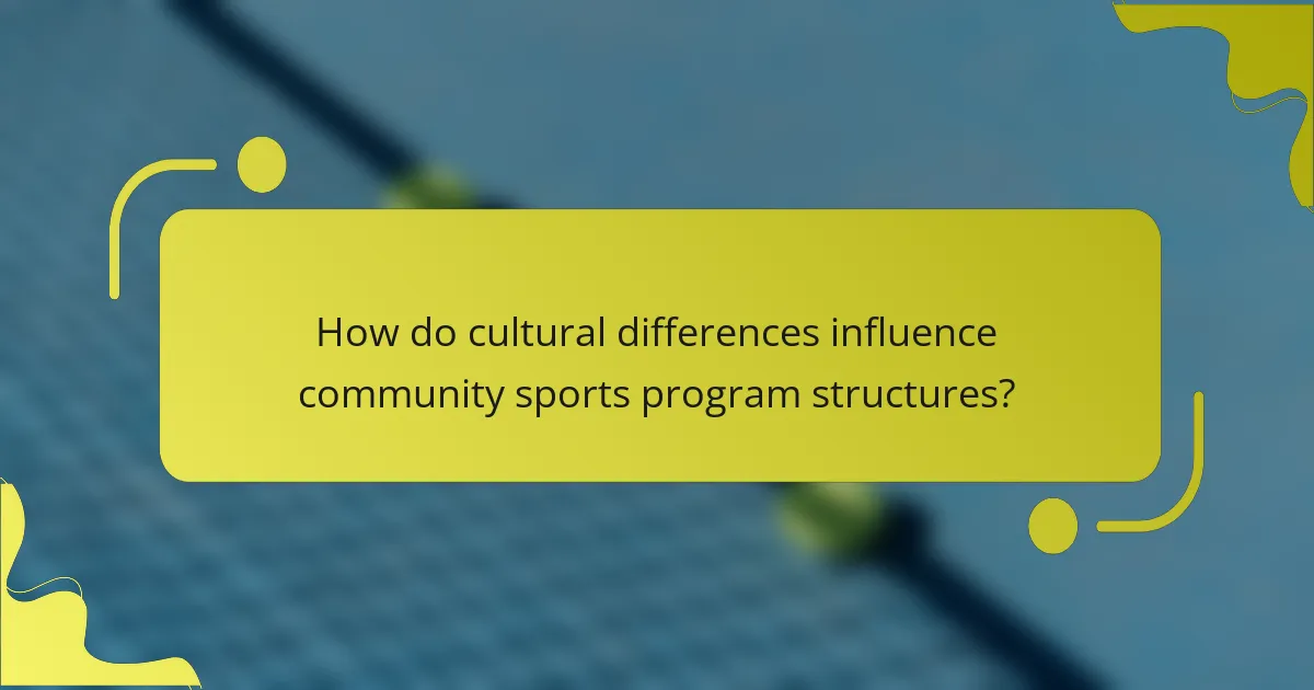 How do cultural differences influence community sports program structures?