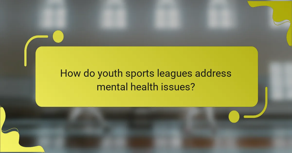 How do youth sports leagues address mental health issues?